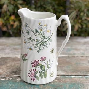 Caledonia Pottery Pitcher Staffordshire England Botannical Floral Flowers